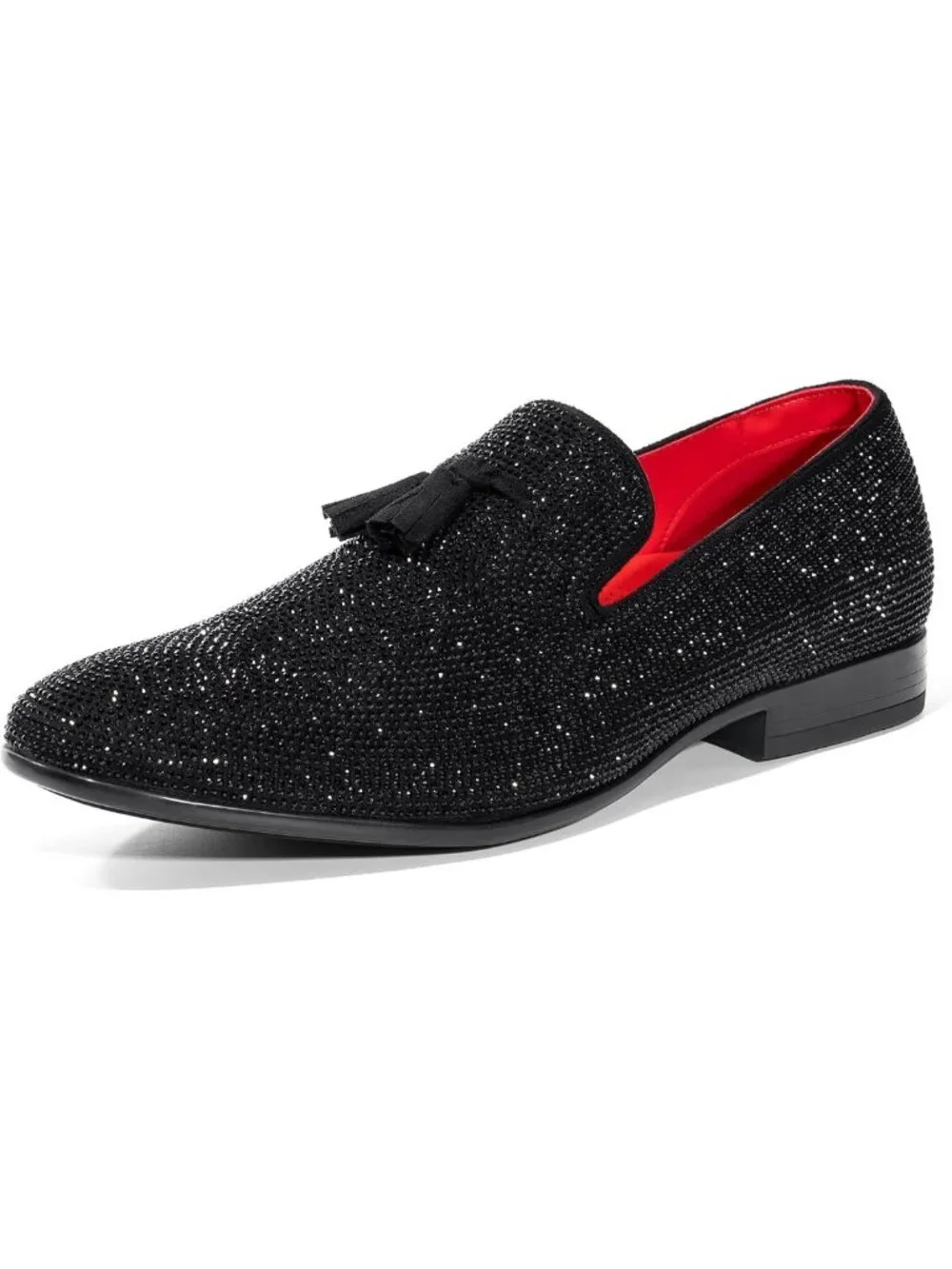 Stylish Rhinestone Tuxedo Loafers for Men | Slip-On Formal Dress Shoes for